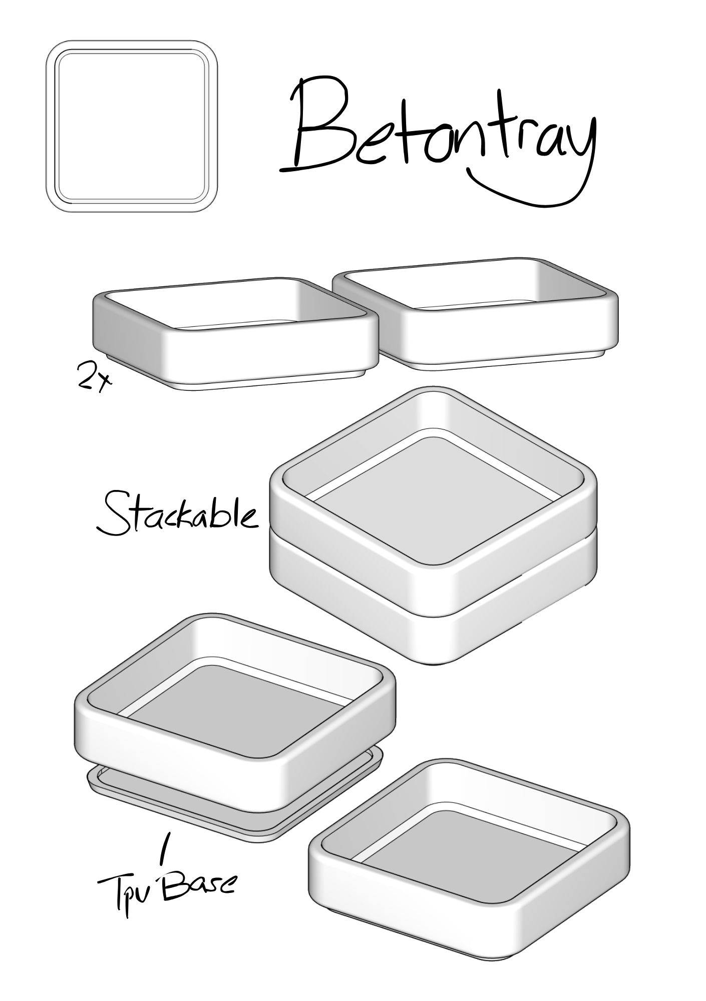 Betontray | Stackable Mini Trays